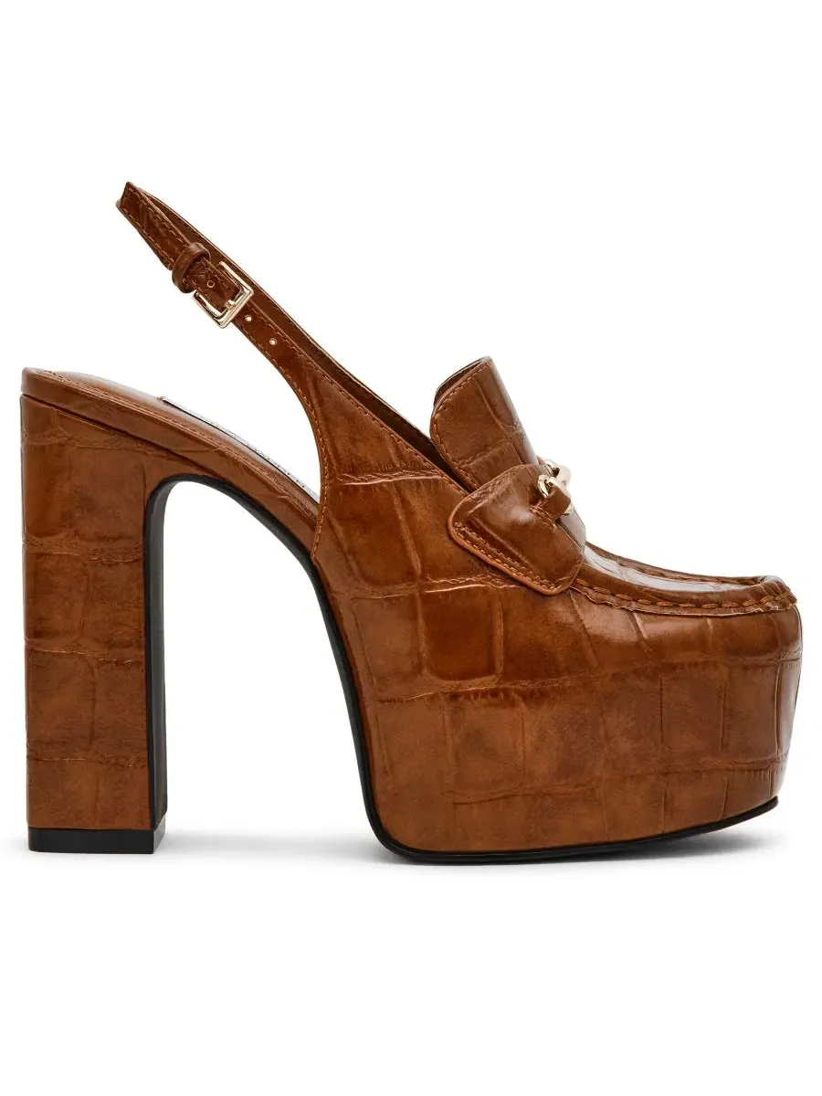 Туфли-лодочки Quinn High Platform Slingback Loafer Pumps Steve Madden — изображение 2 из 7, коричневый