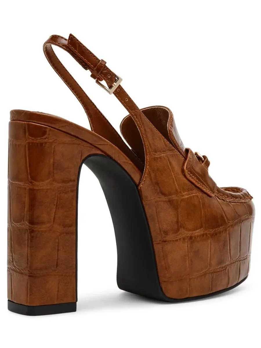 Туфли-лодочки Quinn High Platform Slingback Loafer Pumps Steve Madden — изображение 7 из 7, коричневый