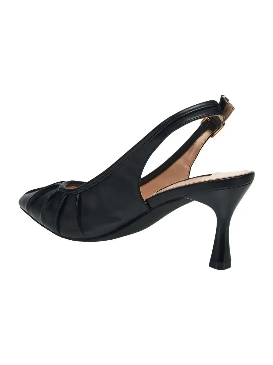 Туфли-лодочки с открытым мысом и ремешком на пятке Ruched Kitten Heel French Connection — изображение 3 из 6, черный