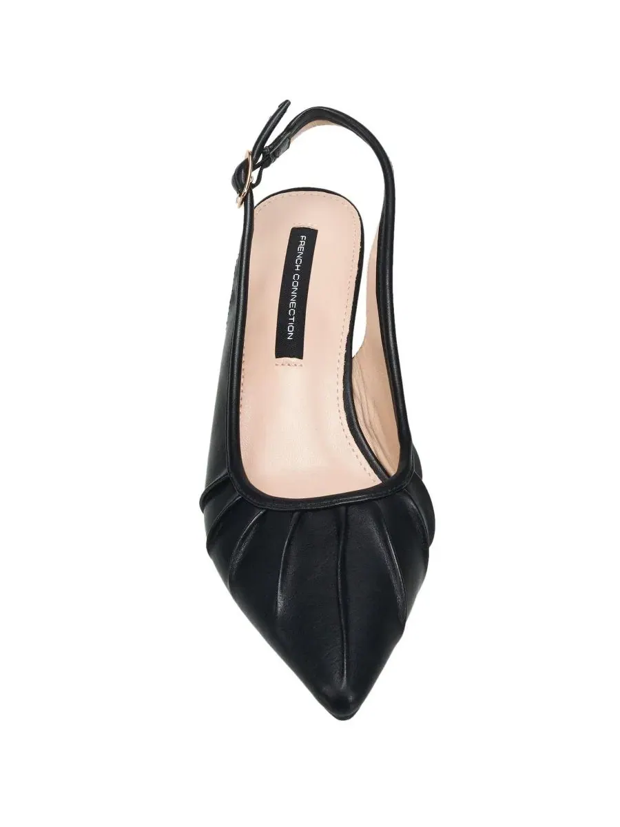 Туфли-лодочки с открытым мысом и ремешком на пятке Ruched Kitten Heel French Connection — изображение 4 из 6, черный