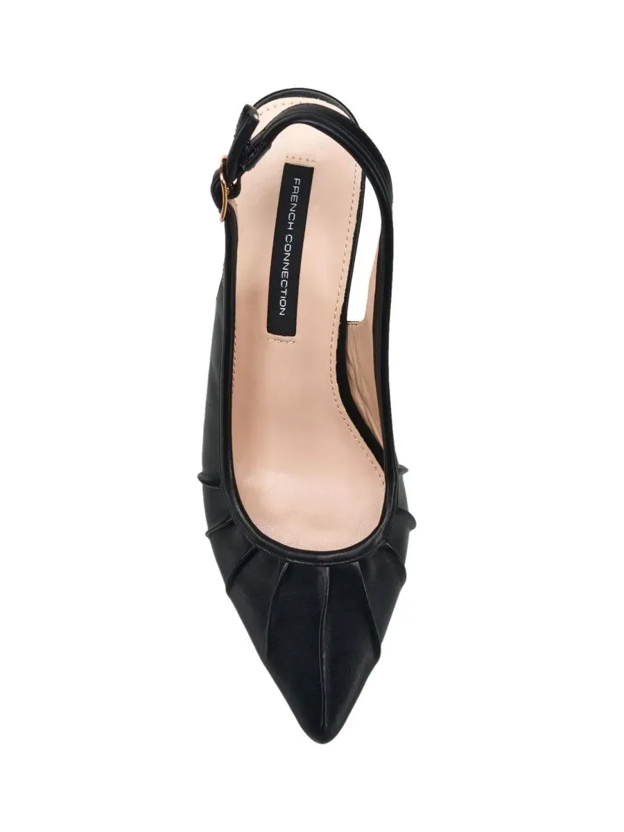 Туфли-лодочки с открытым мысом и ремешком на пятке Ruched Kitten Heel French Connection — изображение 5 из 6, черный
