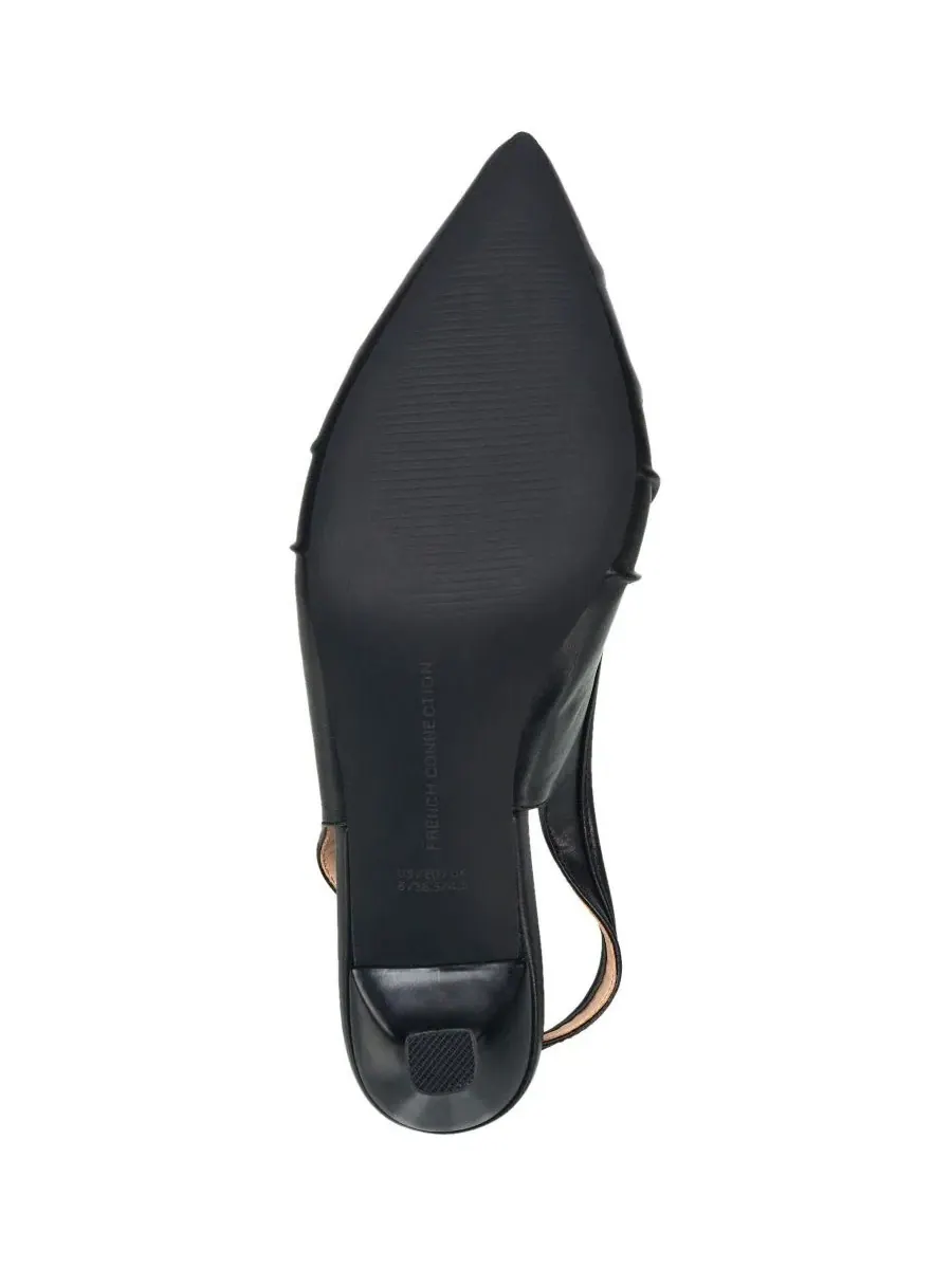 Туфли-лодочки с открытым мысом и ремешком на пятке Ruched Kitten Heel French Connection — изображение 6 из 6, черный
