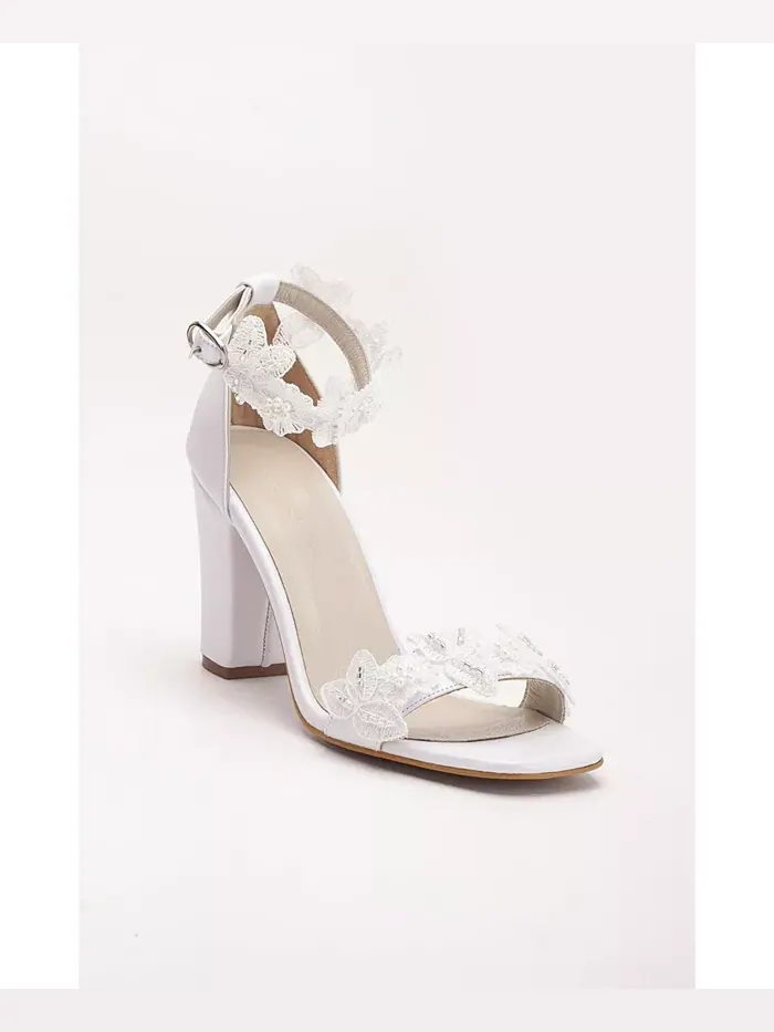 Вивиан Кружевные Свадебные Кожаные Сандалии (Женские) Forever & Always Shoes — изображение 1 из 5, слоновая кость