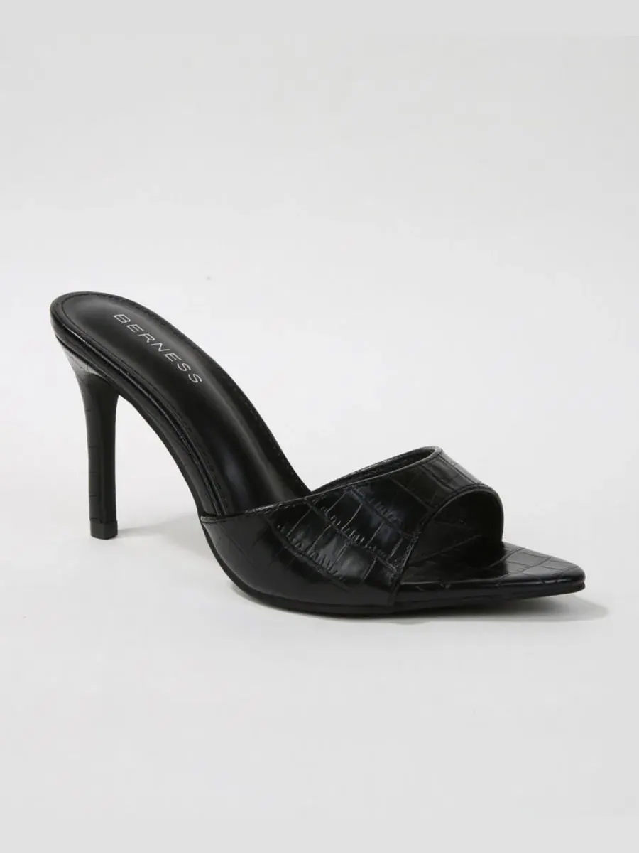 Босоножки-слайды на каблуке Jessa Croc Embossed BERNESS — изображение 1 из 5, черный