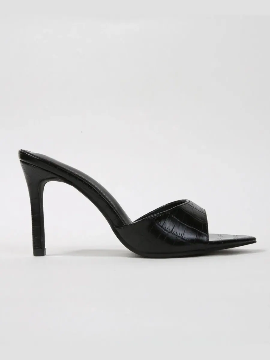 Босоножки-слайды на каблуке Jessa Croc Embossed BERNESS — изображение 2 из 5, черный