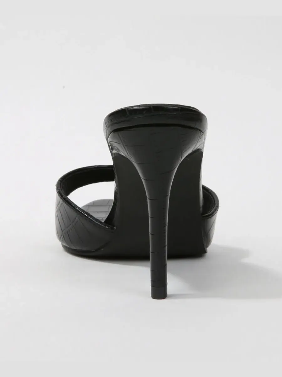 Босоножки-слайды на каблуке Jessa Croc Embossed BERNESS — изображение 3 из 5, черный