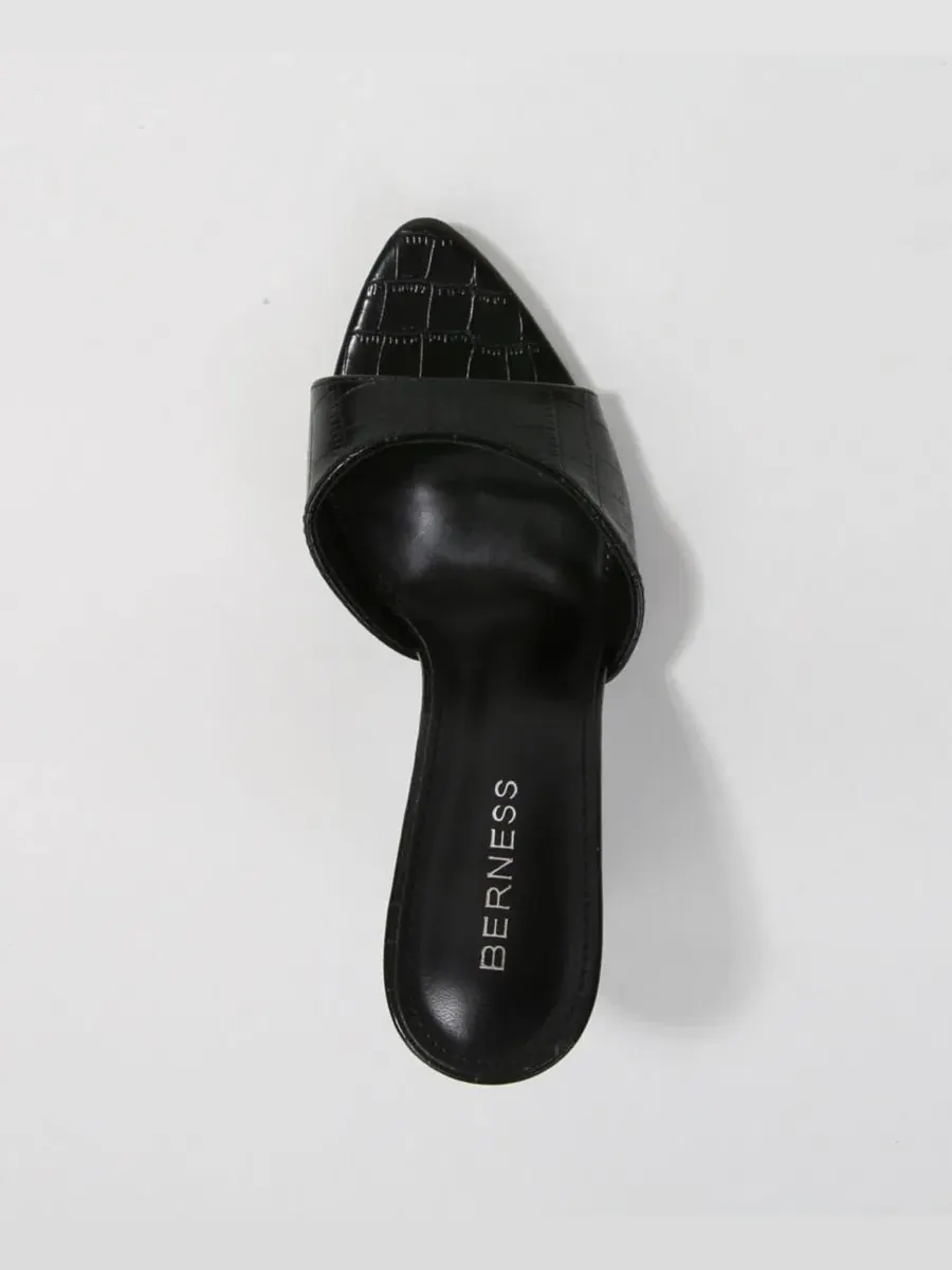 Босоножки-слайды на каблуке Jessa Croc Embossed BERNESS — изображение 4 из 5, черный