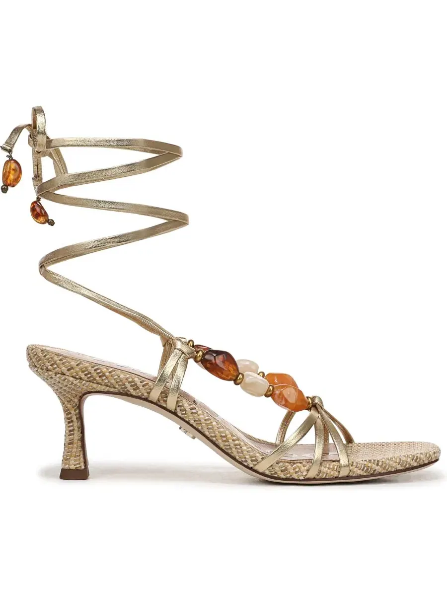 Сандалии с ремешками на каблуке-рюмке Paloma Sam Edelman — изображение 2 из 5, золотистый