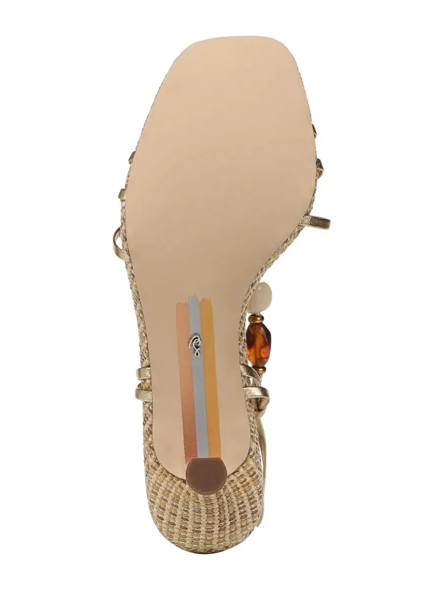 Сандалии с ремешками на каблуке-рюмке Paloma Sam Edelman — изображение 5 из 5, золотистый