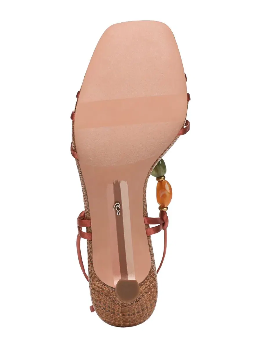 Босоножки на каблуке-рюмочке с обмоткой Paloma Sam Edelman, Coral Clay Satin Fabric — изображение 5 из 5