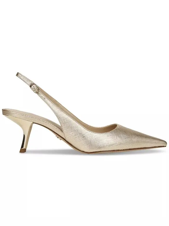 Женские туфли-лодочки Bianka на каблуке-рюкзаке с открытой пяткой Sam Edelman — изображение 2 из 8, золотистый