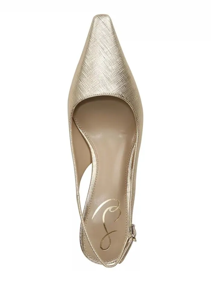 Женские туфли-лодочки Bianka на каблуке-рюкзаке с открытой пяткой Sam Edelman — изображение 4 из 8, золотистый