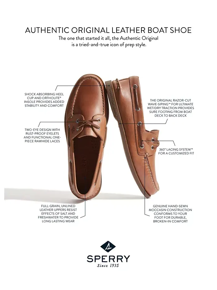 Женские классические лодочные туфли Authentic Original Sperry — изображение 6 из 13, коричневый