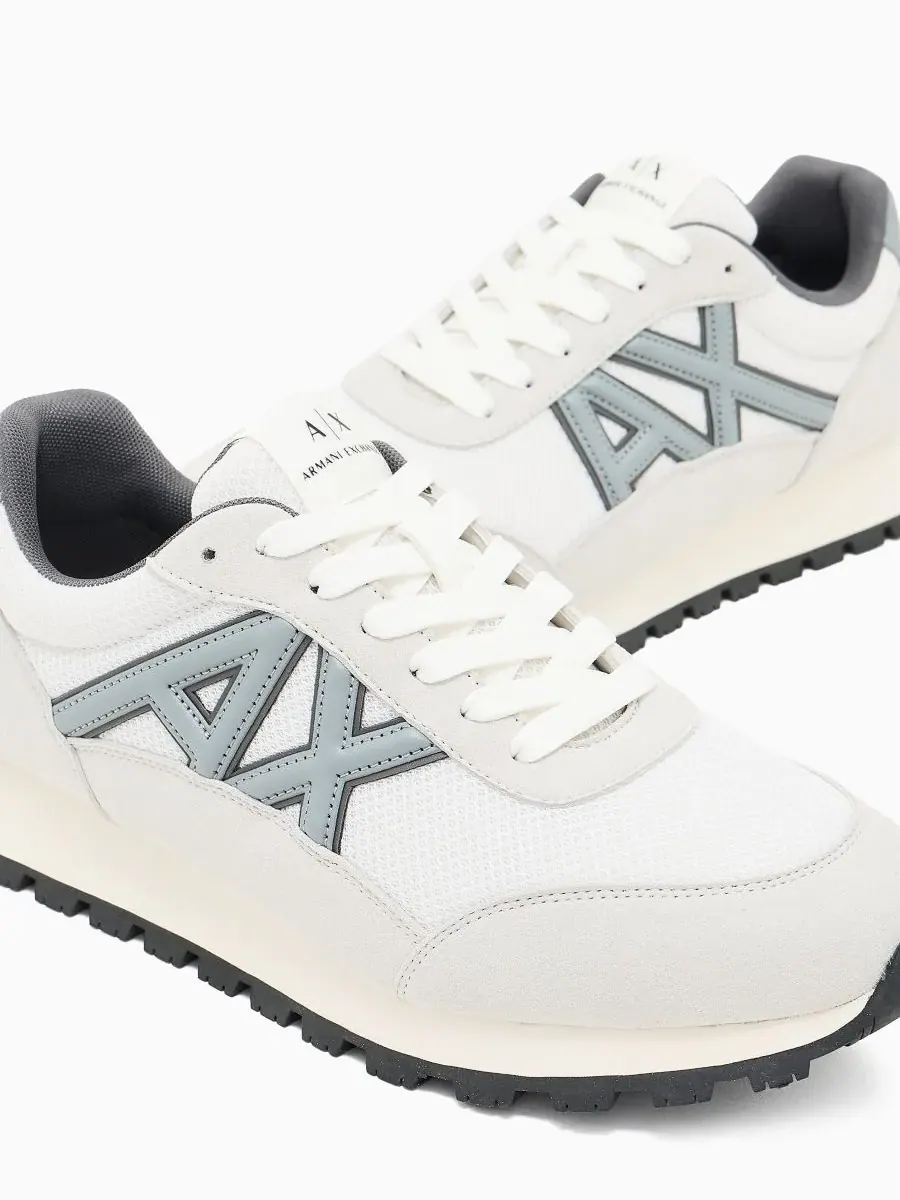 Мужские сетчатые кроссовки с логотипом Drop A|X Armani Exchange — изображение 6 из 6, серый/белый