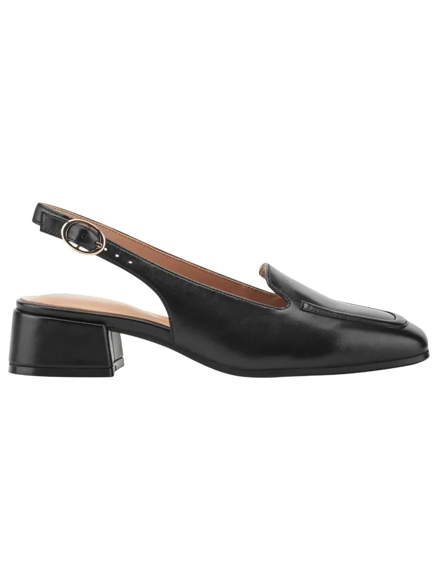 Туфли-лодочки с ремешком на каблуке 3,7 см, из кожи, модель Farida Easy Spirit — изображение 2 из 5, черный