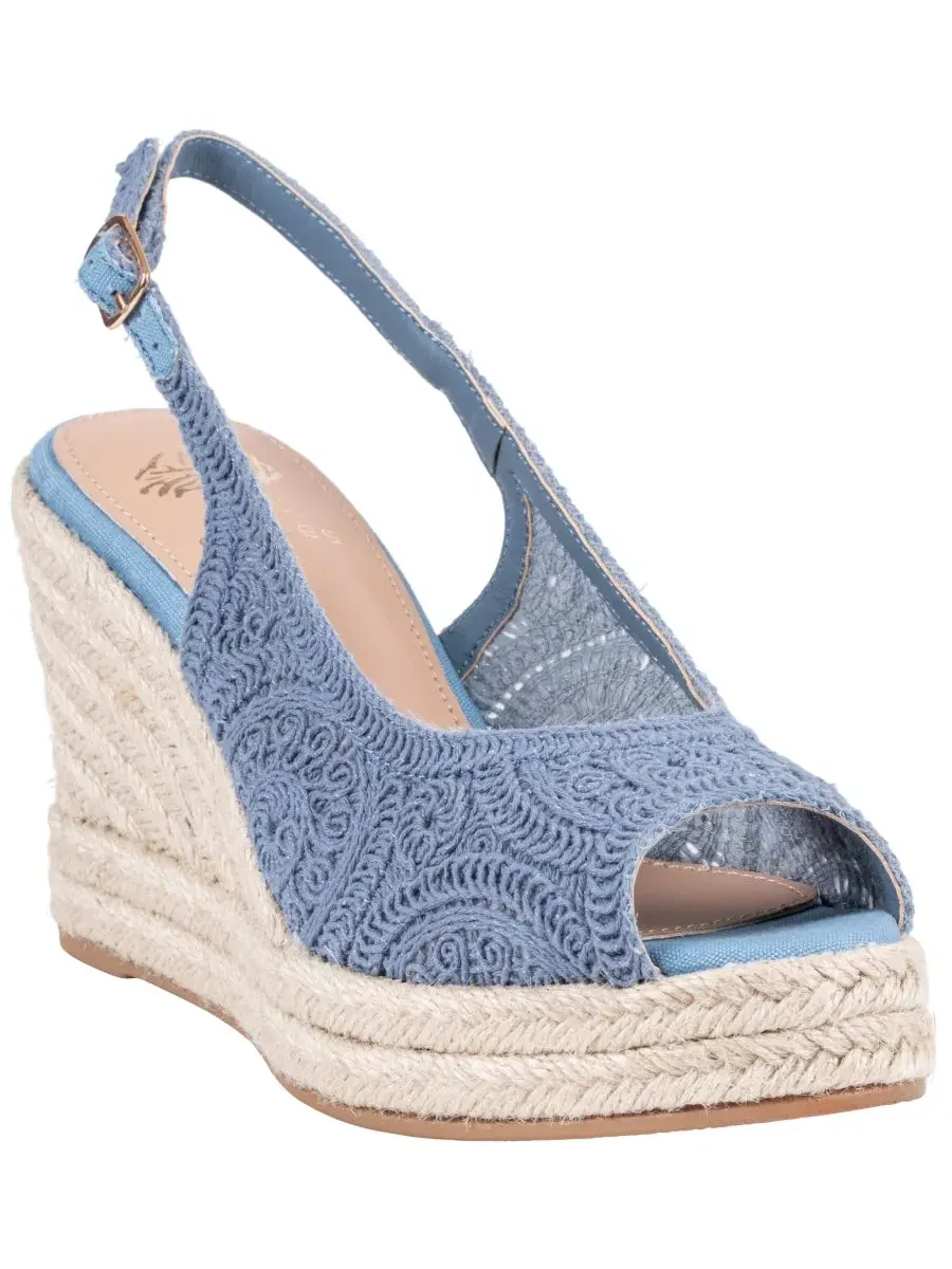 Босоножки-эспадрильи на танкетке Bowery Crochet GC Shoes — изображение 1 из 5, синий