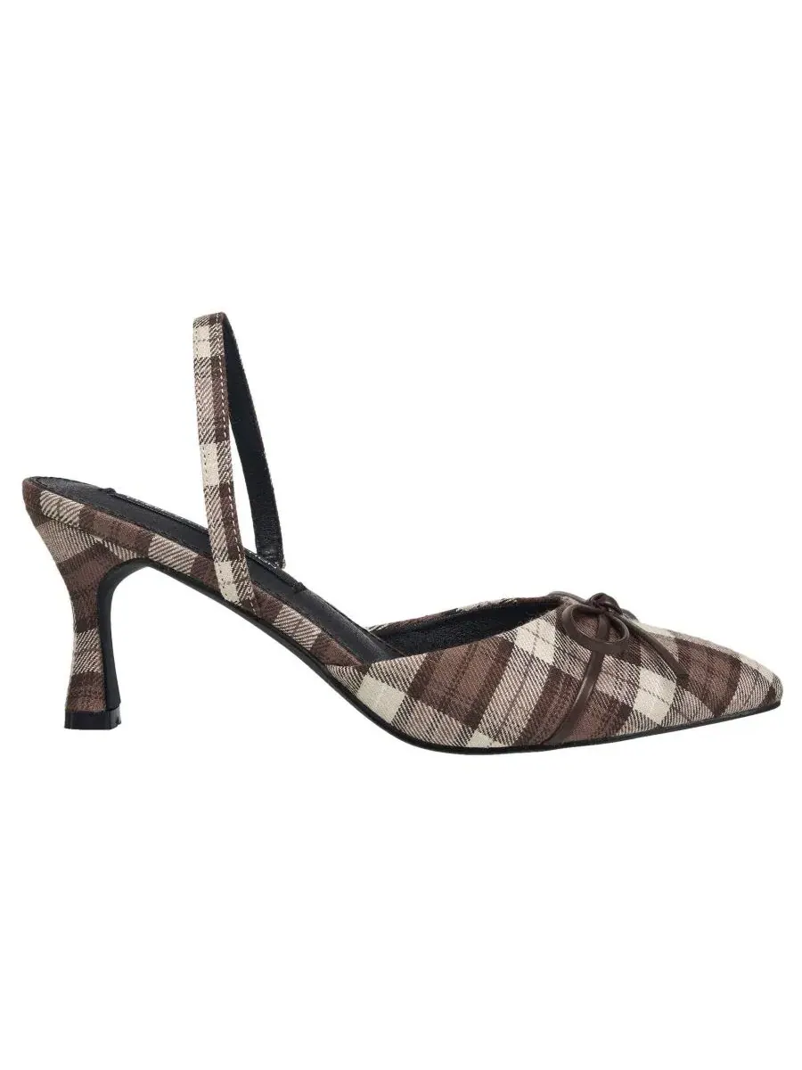 Туфли-лодочки с острым носком и бантом Bowy Kitten Heel French Connection — изображение 2 из 6, коричневый мульти