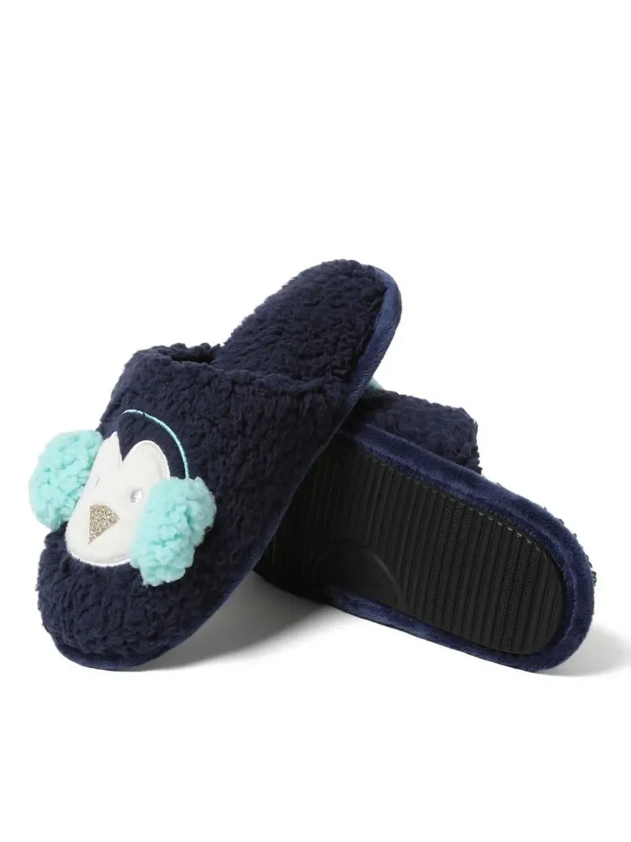 Женские праздничные тапочки Cozyfoams с оригинальным дизайном и подарочным мешочком Dearfoams — изображение 2 из 6, синий