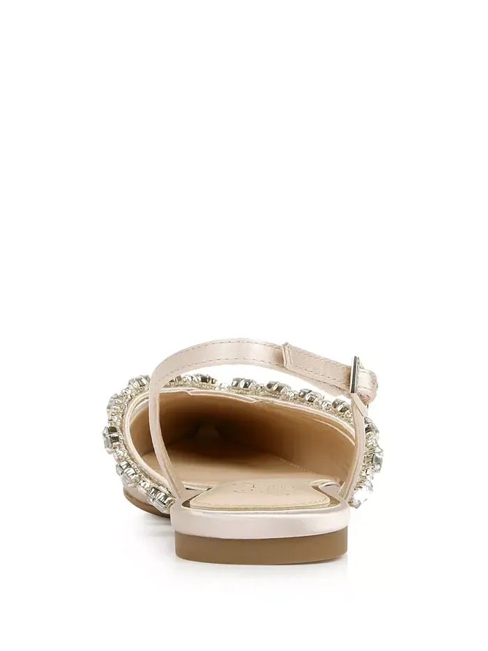 Женские вечерние балетки Camden с открытой пяткой и острым носом Jewel Badgley Mischka — изображение 3 из 7, шампань