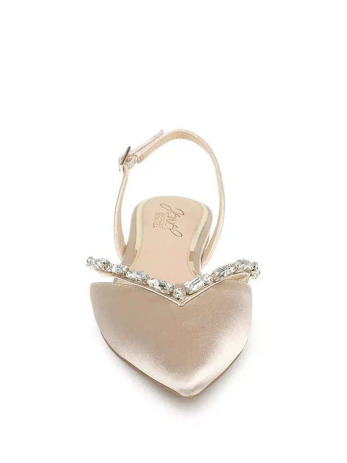 Женские вечерние балетки Camden с открытой пяткой и острым носом Jewel Badgley Mischka — изображение 4 из 7, шампань