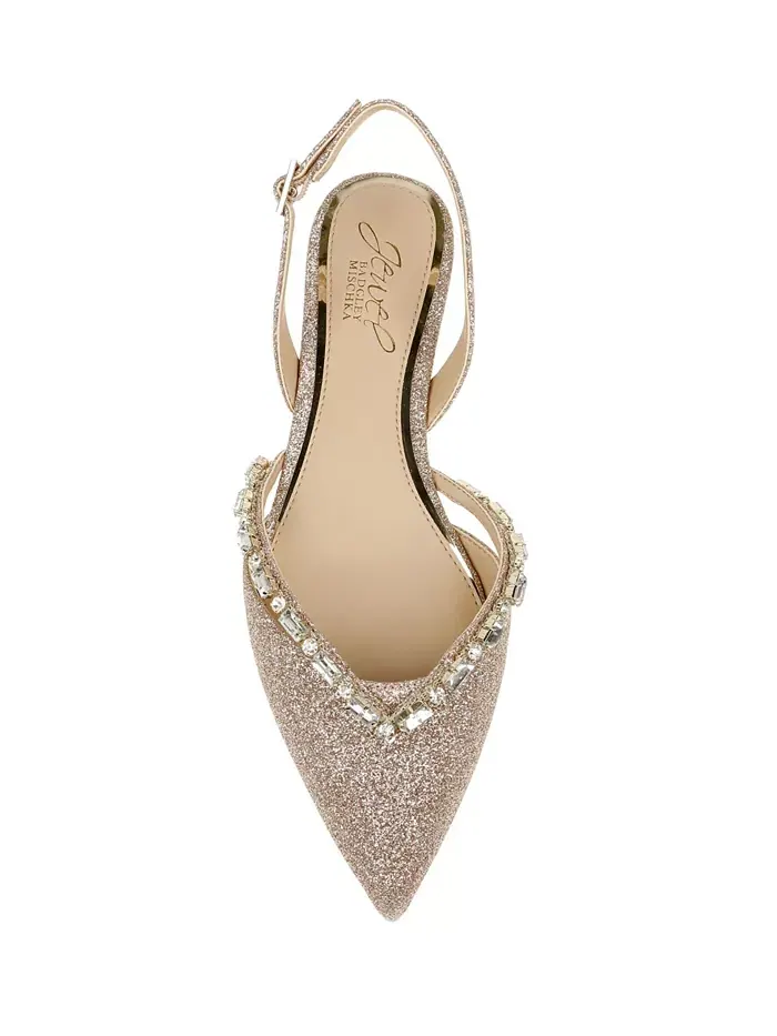 Женские вечерние балетки Camden с открытой пяткой и острым носом Jewel Badgley Mischka — изображение 5 из 6