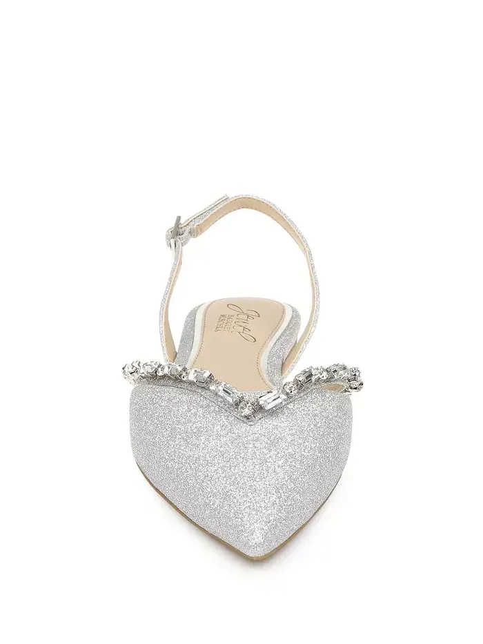 Женские вечерние балетки Camden с открытой пяткой и острым носом Jewel Badgley Mischka — изображение 4 из 7, серебристый
