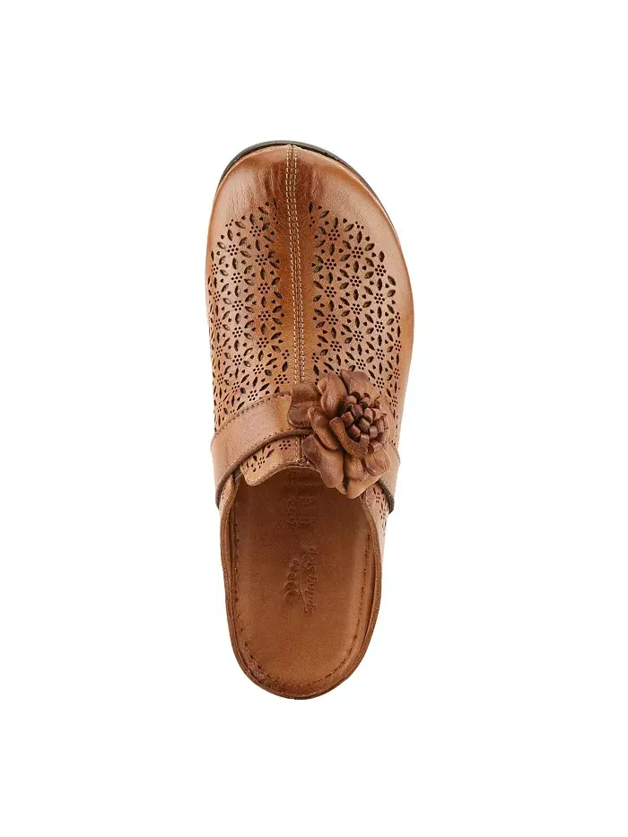 LILYBEAN Кожаные Перфорированные Сабо с Цветочной Аппликацией и Открытой Спинкой Spring Step — изображение 2 из 6