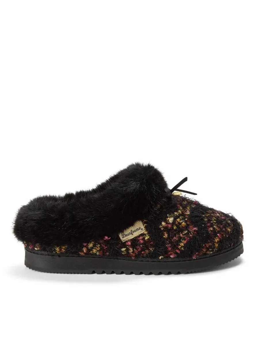 Женские тапочки-клоги с бантом Daphne Knit Dearfoams — изображение 2 из 7, черный