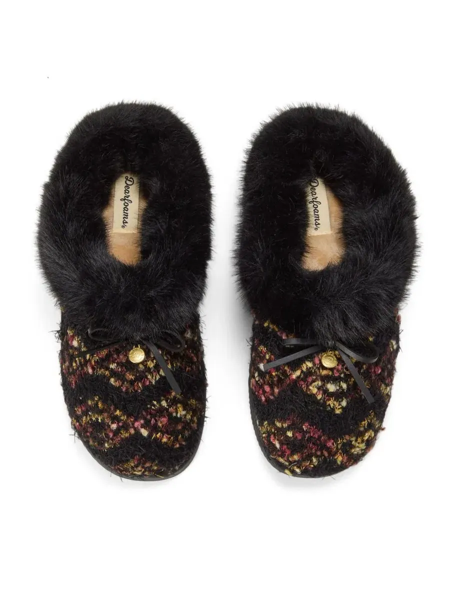 Женские тапочки-клоги с бантом Daphne Knit Dearfoams — изображение 4 из 7, черный