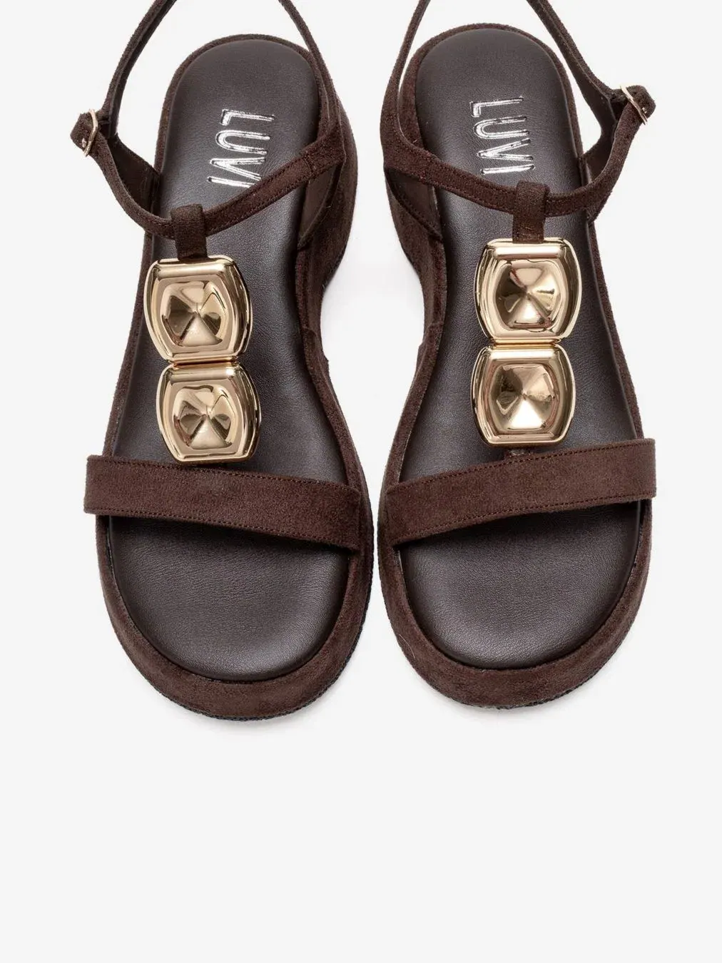 Босоножки на платформе с регулируемым ремешком Matt Platform Sandal Prologue Shoes — изображение 4 из 6, коричневый