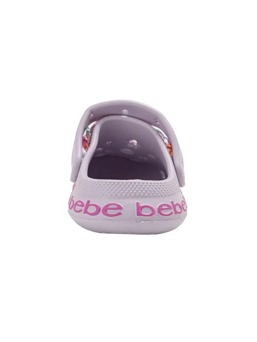 Детские сабо из ЭВА с цепочкой, лентой из грогрена с логотипом и подвесками Bebe — изображение 3 из 7, фиолетовый