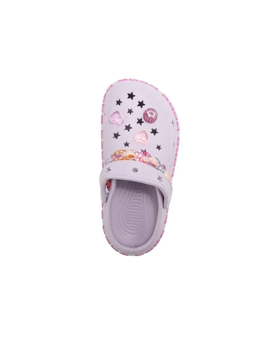 Детские сабо из ЭВА с цепочкой, лентой из грогрена с логотипом и подвесками Bebe — изображение 6 из 7, фиолетовый
