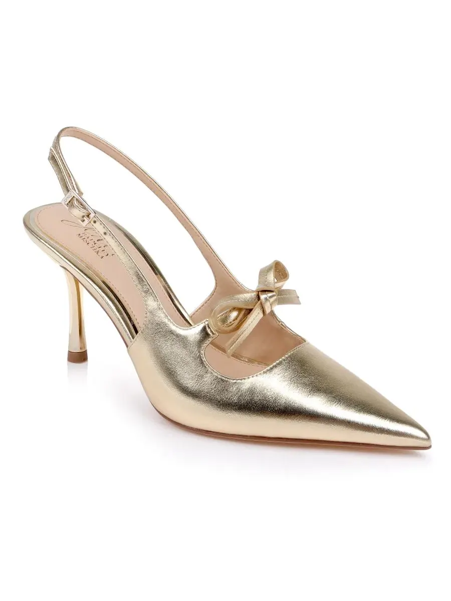 Туфли-лодочки Zaya Slingback Jewel Badgley Mischka — изображение 1 из 5, золотистый металлик