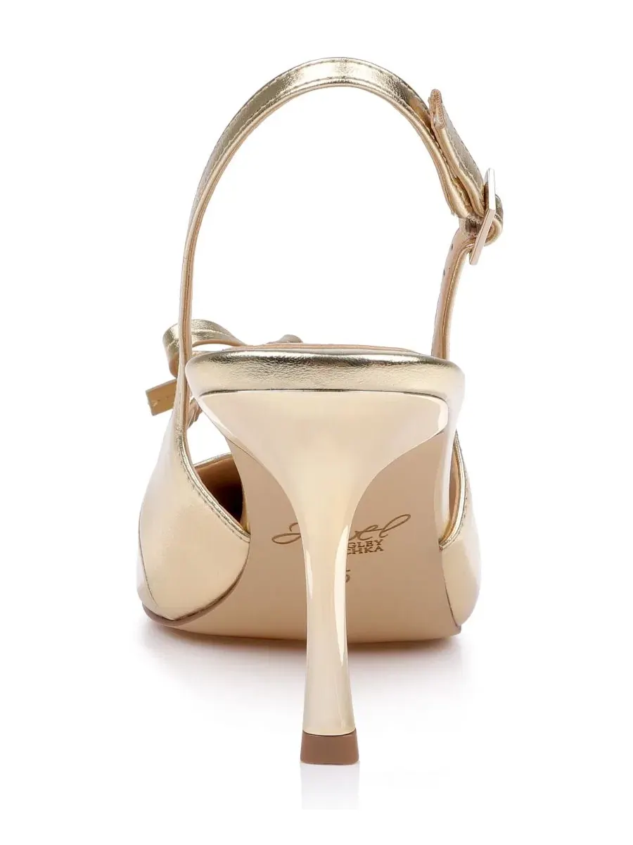 Туфли-лодочки Zaya Slingback Jewel Badgley Mischka — изображение 3 из 5, золотистый металлик
