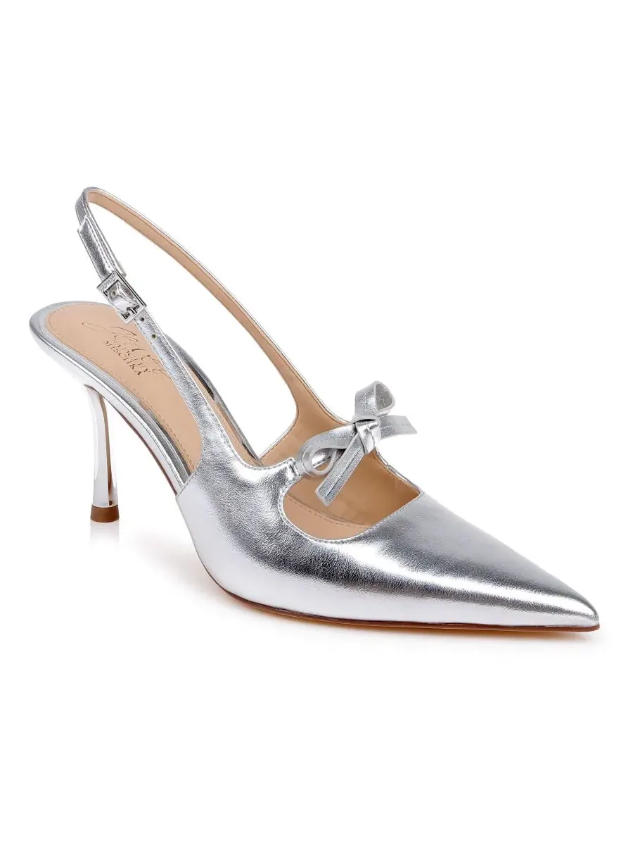 Туфли-лодочки Zaya Slingback Jewel Badgley Mischka — изображение 1 из 5, серебристый металлик