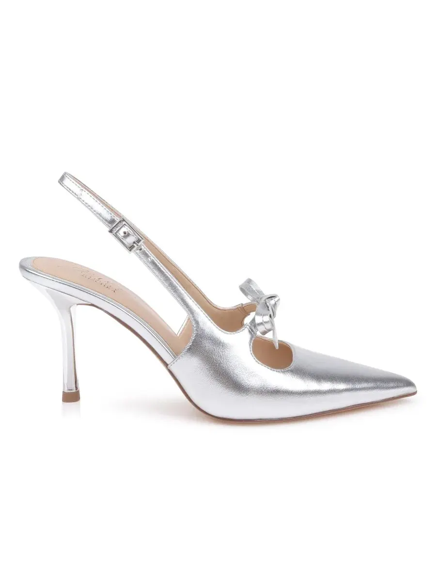 Туфли-лодочки Zaya Slingback Jewel Badgley Mischka — изображение 2 из 5, серебристый металлик