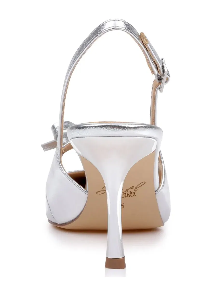 Туфли-лодочки Zaya Slingback Jewel Badgley Mischka — изображение 3 из 5, серебристый металлик