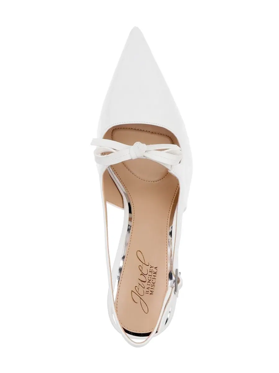 Туфли-лодочки Zaya Slingback на каблуке Jewel Badgley Mischka — изображение 4 из 5, белый
