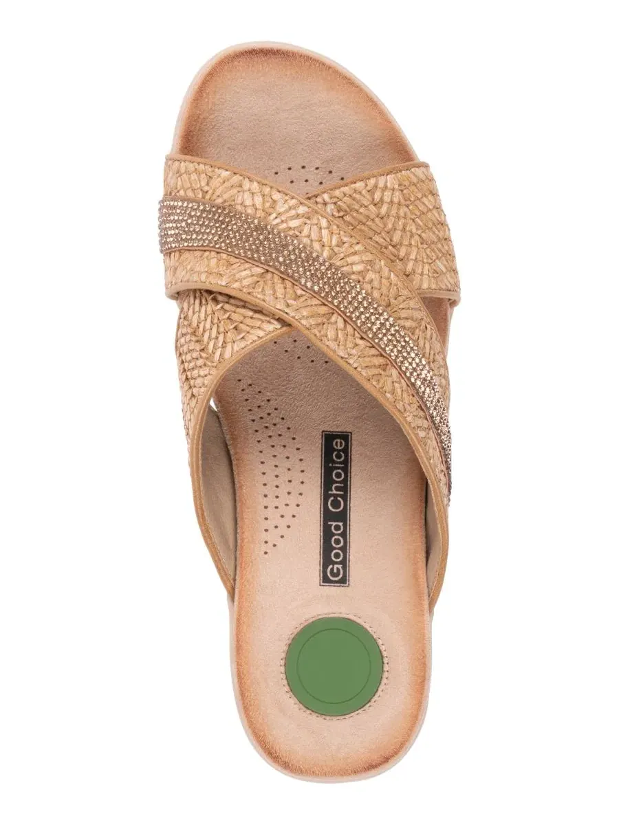 Женские удобные сандалии Linnie с плетеным перекрестным ремешком GC Shoes — изображение 4 из 5, бежевый