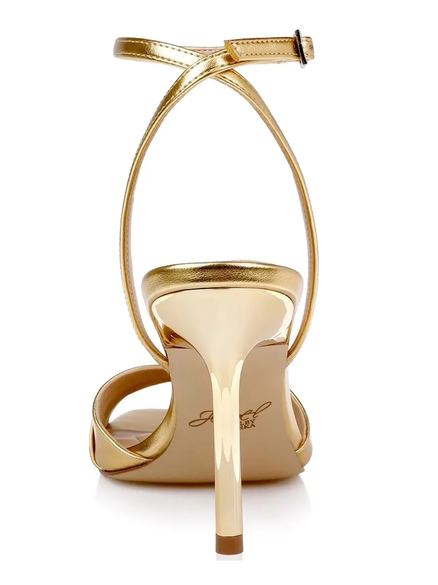 Женские сандалии Parisa с квадратным носком Jewel Badgley Mischka — изображение 3 из 5, золотистый металлик