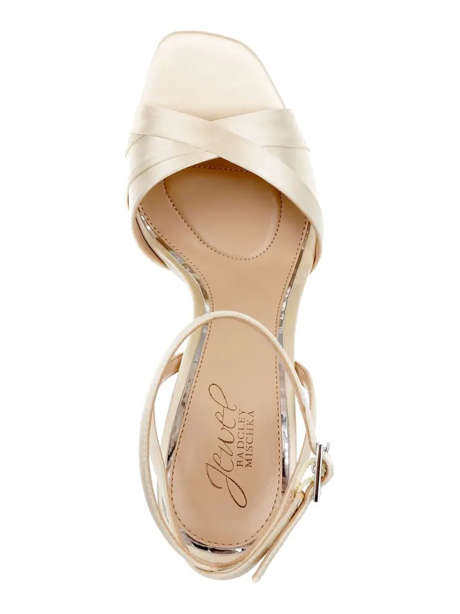 Женские сандалии Parisa с квадратным носком Jewel Badgley Mischka, Lemon Satin — изображение 4 из 5