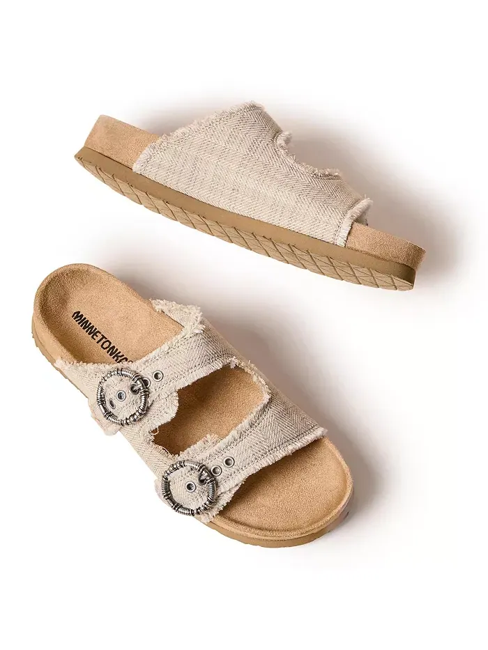 Женские сандалии Georgine на платформе с пряжкой Minnetonka — изображение 6 из 7, бежевый