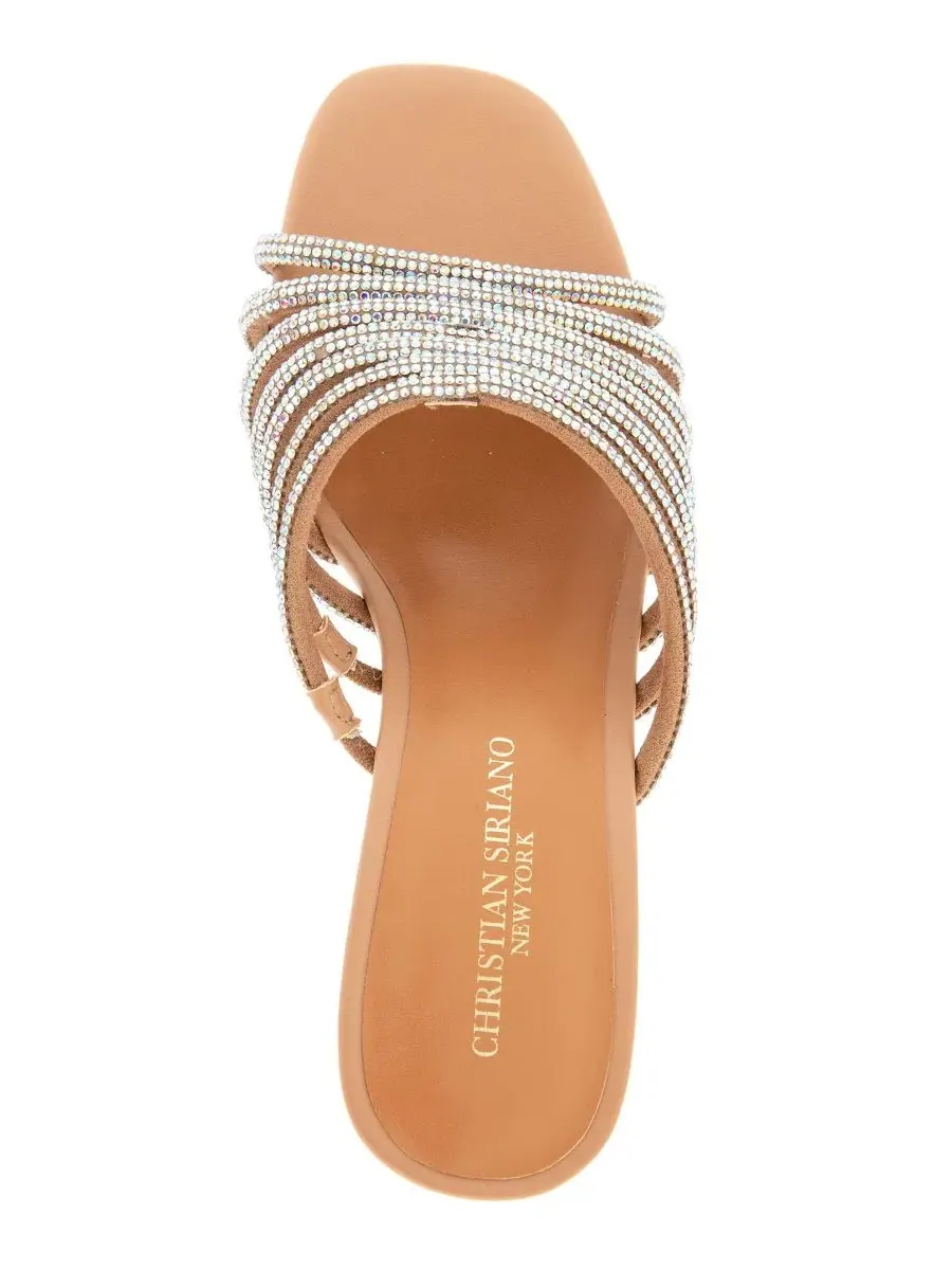 Босоножки на танкетке с кристаллами Lenix Wedge Evening Sandal Christian Siriano — изображение 4 из 5, бежевый