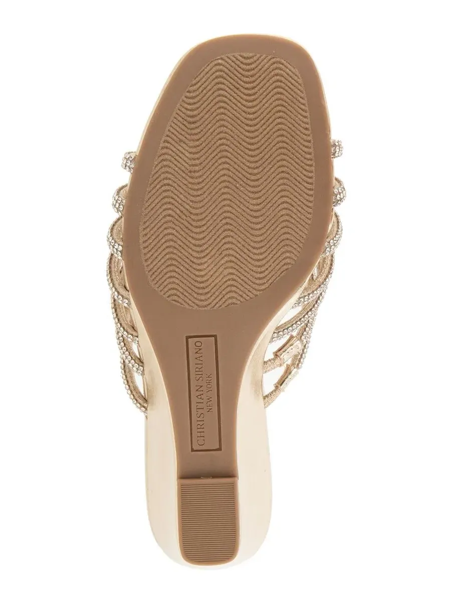 Босоножки-танкетки с кристаллами Lenix Wedge Evening Sandal Christian Siriano — изображение 5 из 5, платиновый