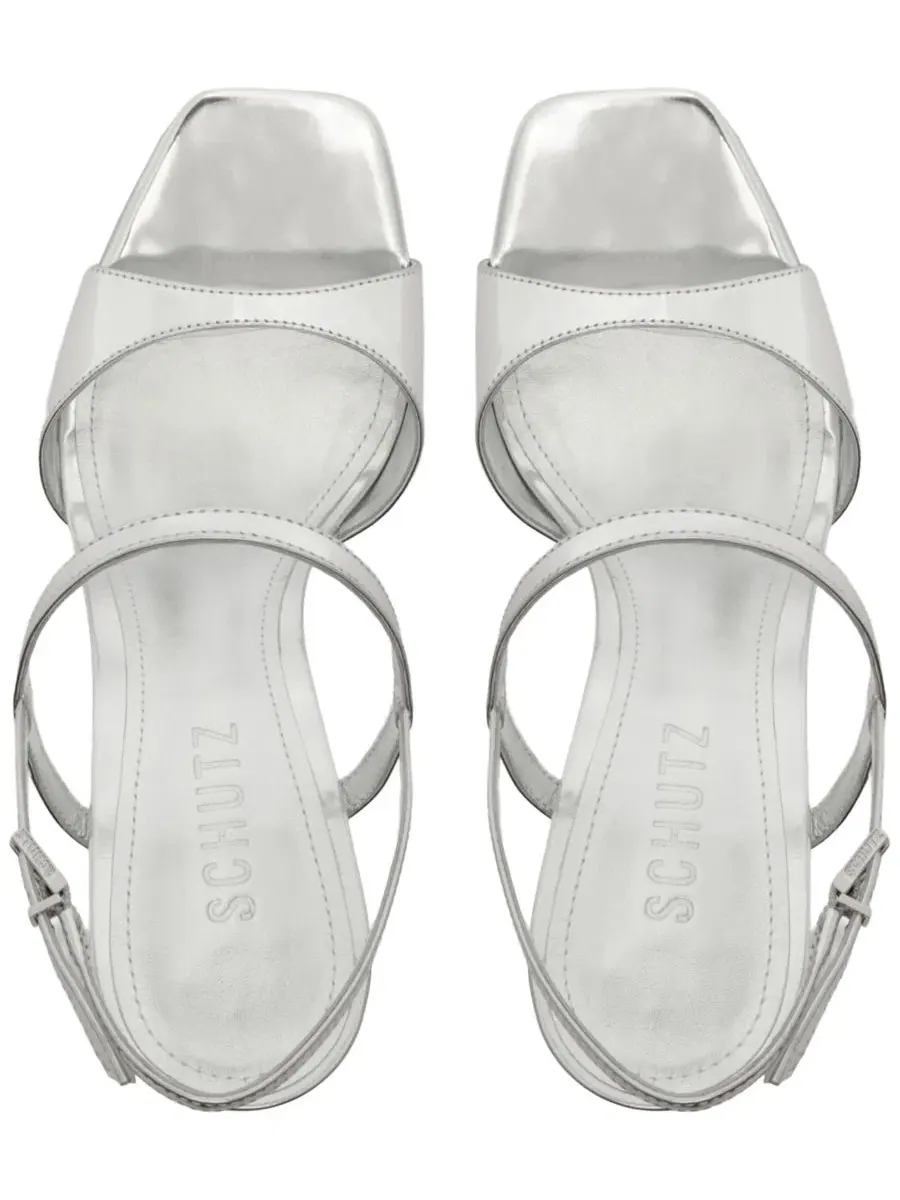 Босоножки на платформе с квадратным носком Schutz Arlene — изображение 10 из 12, серебряный