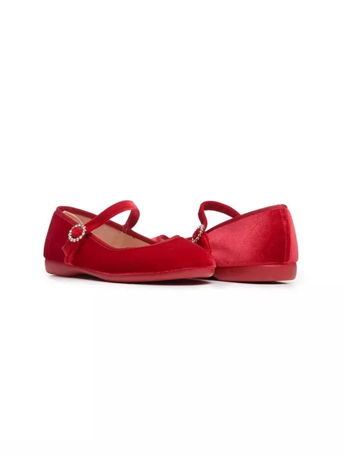 Girls Holiday Velvet Mary Janes in Red Childrenchic — изображение 3 из 3, красный