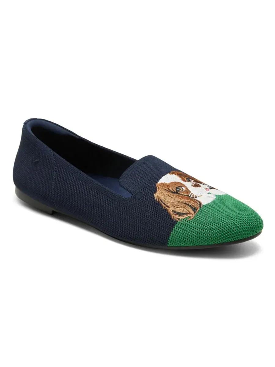 Женские лоферы с вышивкой, модель Audrey Round-Toe Slip-on Embroidered Loafers VIVAIA
