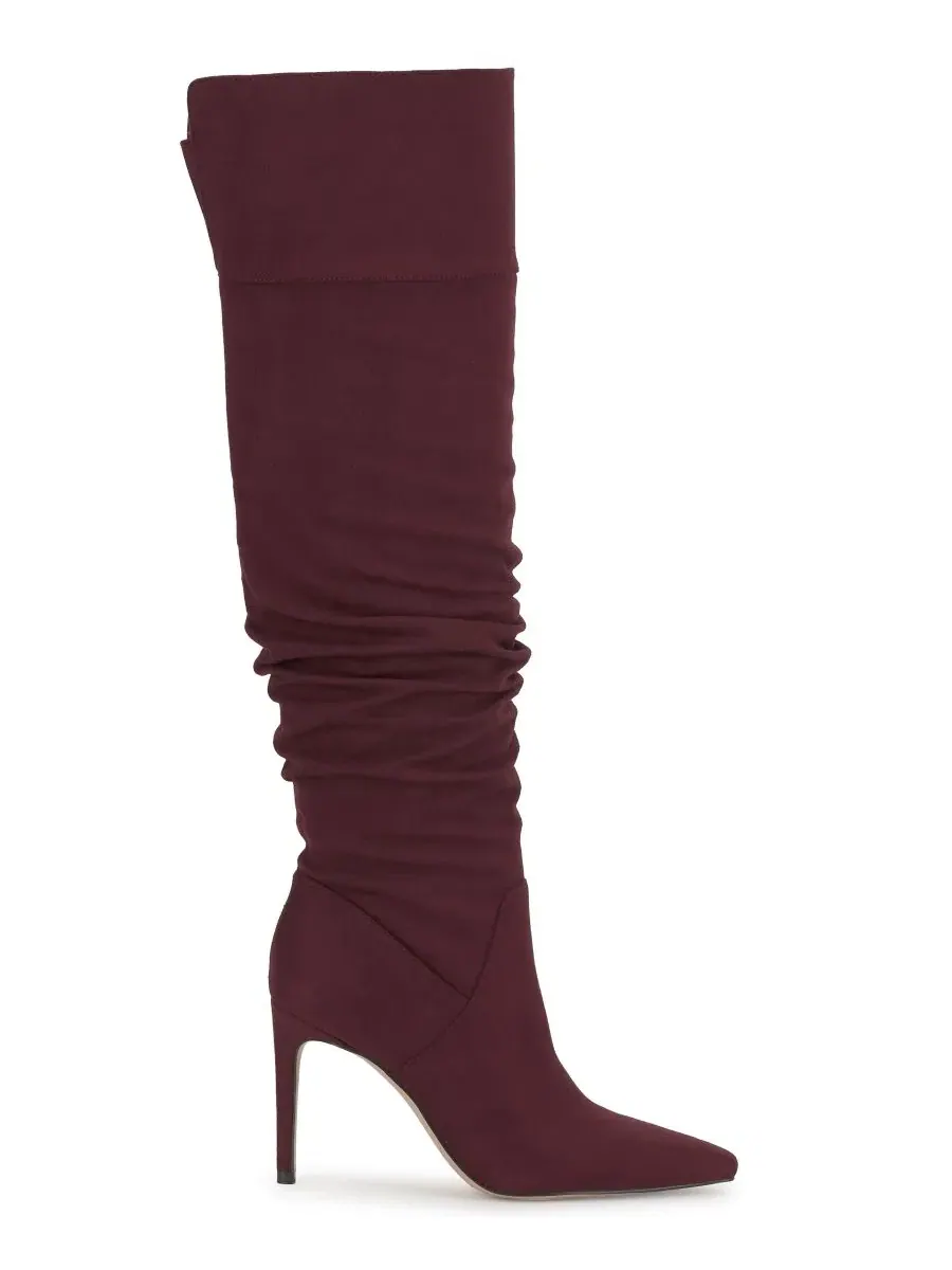 Ботинки-ботфорты на каблуке-шпильке Olyra Jessica Simpson, Cherry Mahogany Suede — изображение 2 из 5
