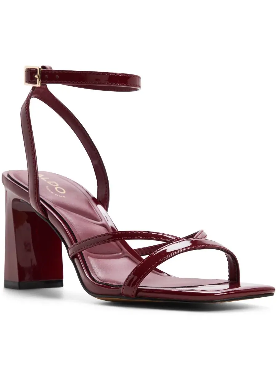 Босоножки на каблуке с регулируемым ремешком, модель Stellare Square Toe ALDO — изображение 1 из 5, темный красный
