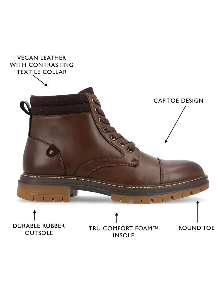 Мужские ботильоны Fegan Tru Comfort из пеноматериала со шнуровкой и носком Vance Co. — изображение 8 из 8, коричневый
